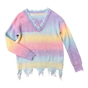 🆕 UNIF Dollskill Rainbow Ombré Destroyed sweater